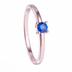 Anillo de oro rosa con zafiro