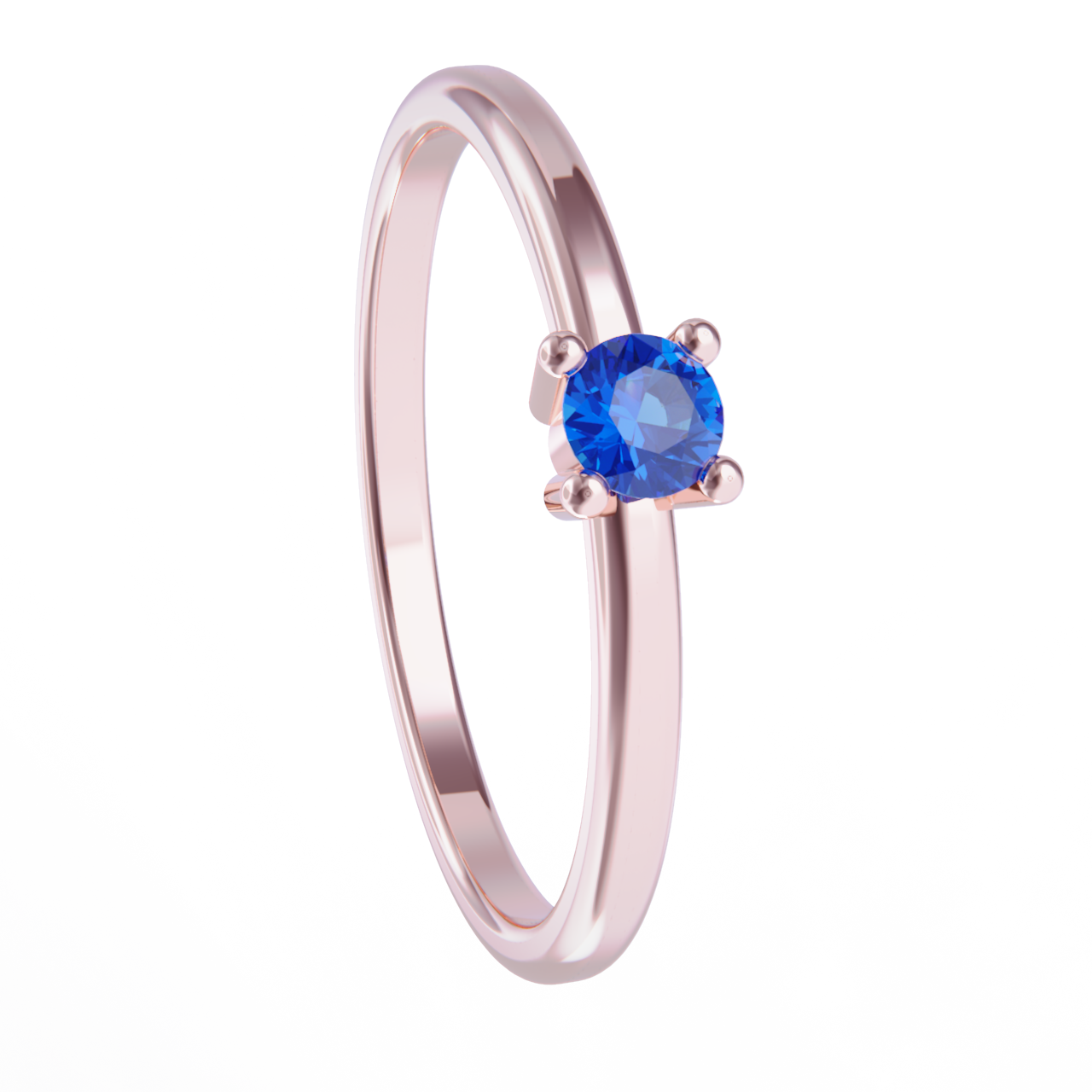 Anillo de oro rosa con zafiro