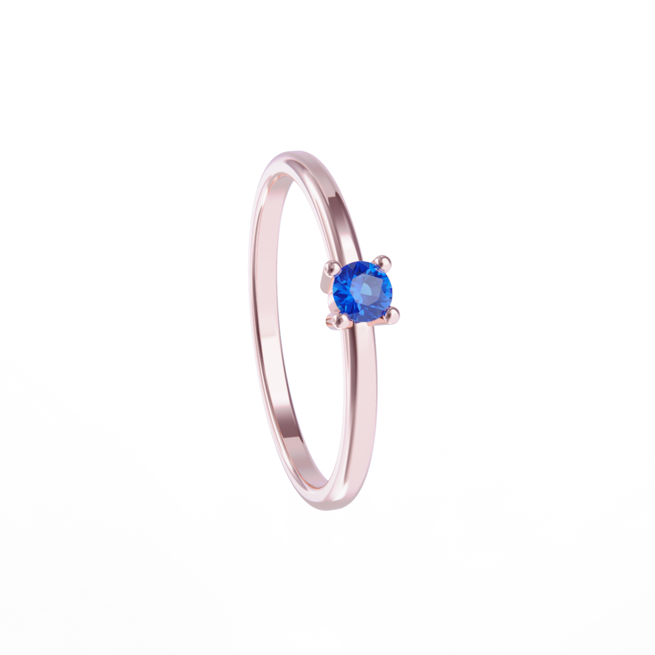 Anillo de oro rosa con zafiro