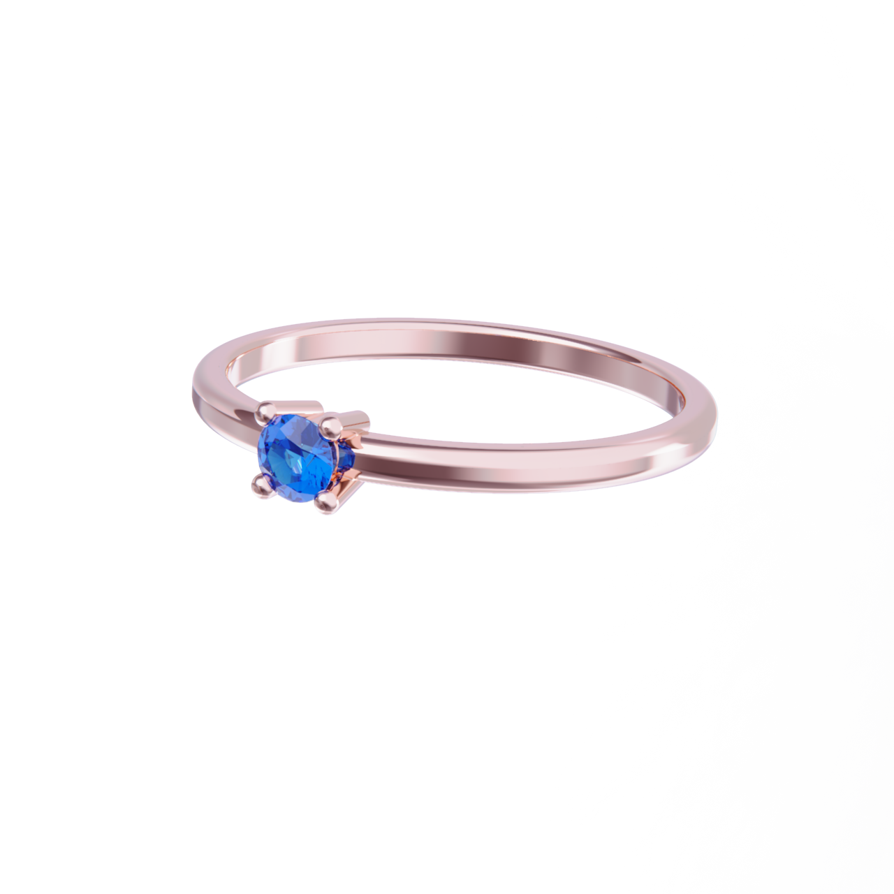 Anillo de oro rosa con zafiro