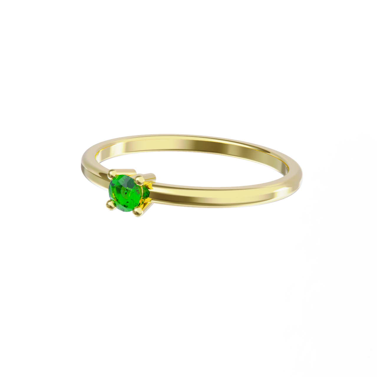 Anillo de oro amarillo con esmeralda