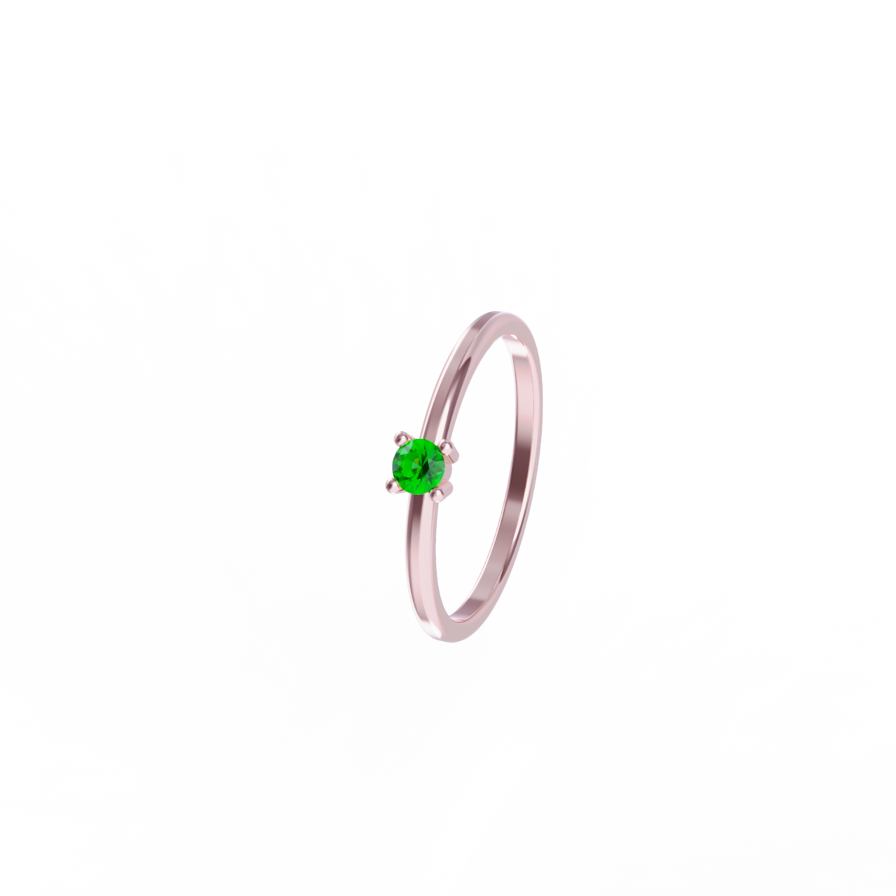 Anillo de oro rosa con esmeralda