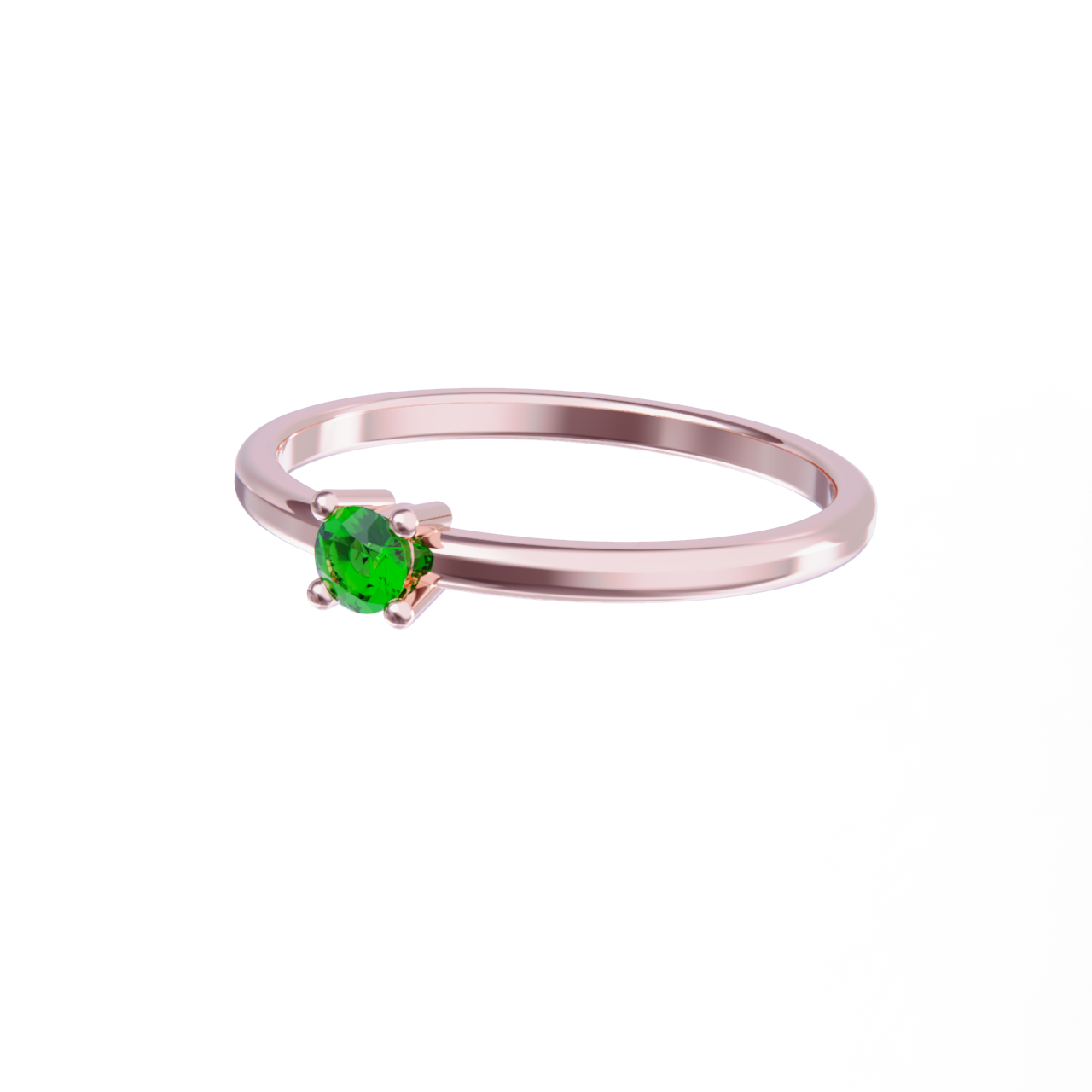 Anillo de oro rosa con esmeralda