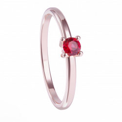 Anillo de oro rosa con rubi