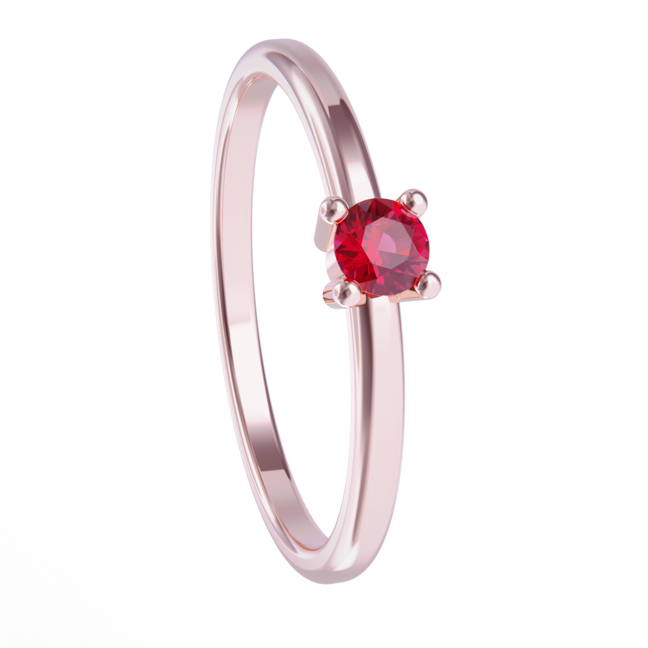 Anillo de oro rosa con rubi