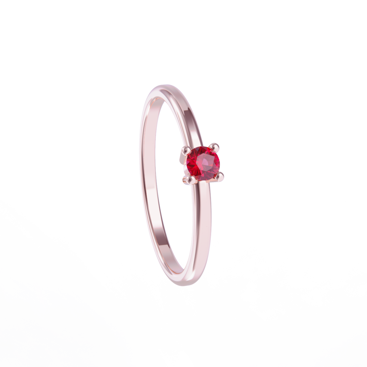 Anillo de oro rosa con rubi