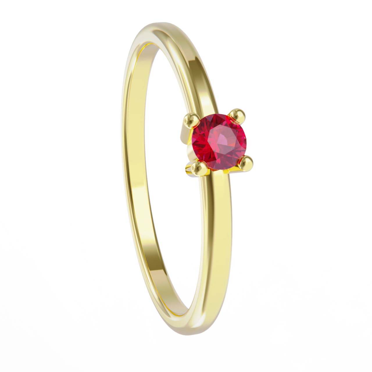 Anillo de oro amarillo con rubi