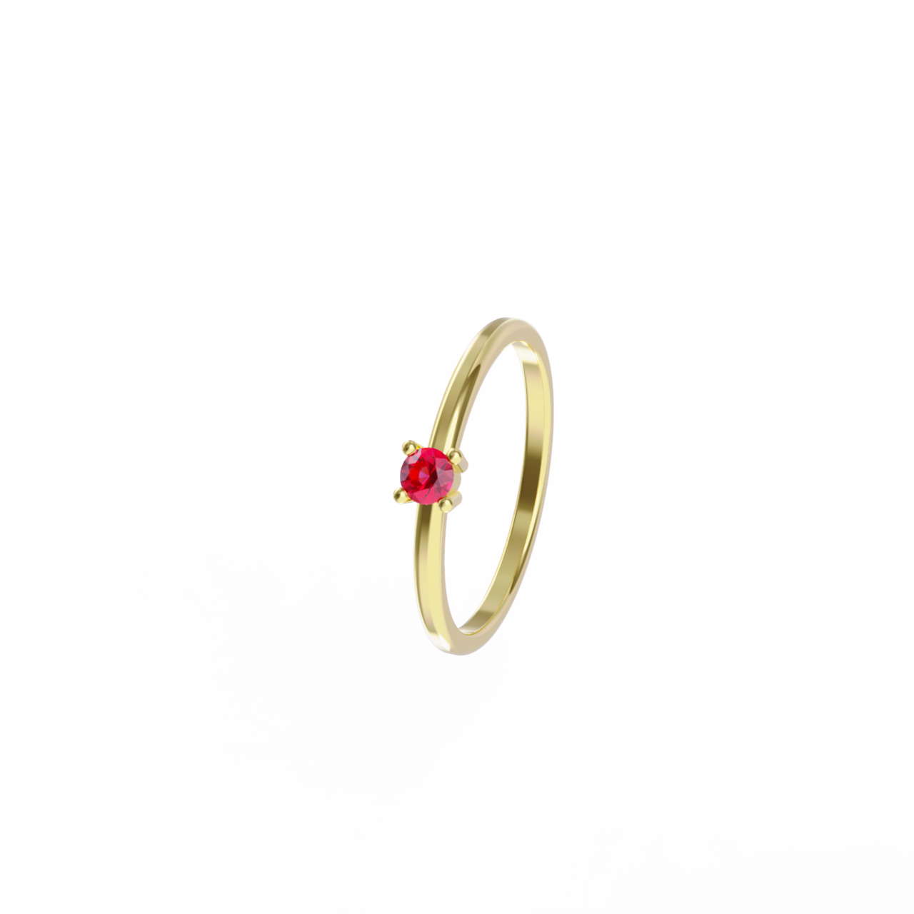 Anillo de oro amarillo con rubi