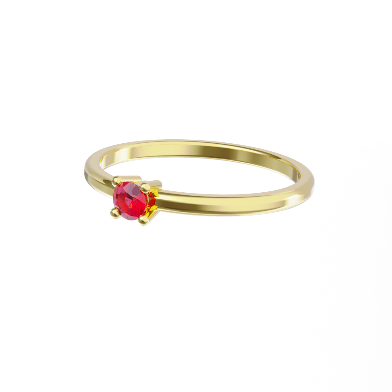 Anillo de oro amarillo con rubi